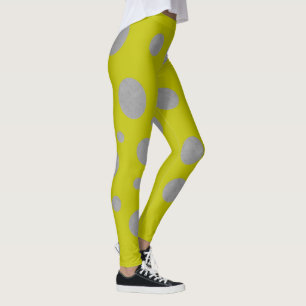 Golden Background with Silver Polka Dots Leggings