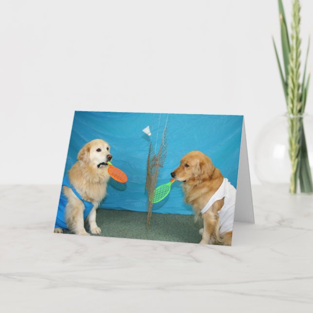 Golden Badminton Birthday Card (Front)