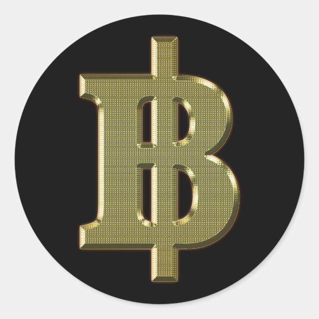 GOLDEN BAHT SIGN ฿ Thai Money Currency ฿ Classic Round Sticker (Front)