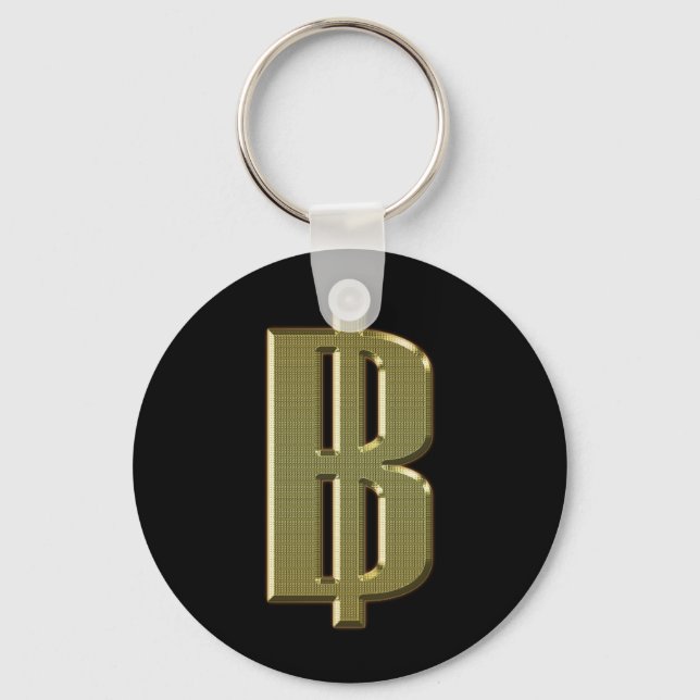 GOLDEN BAHT SIGN ฿ Thai Money Currency ฿ Key Ring (Front)
