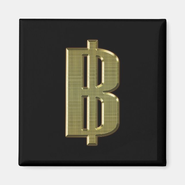 GOLDEN BAHT SIGN ฿ Thai Money Currency ฿ Magnet (Front)