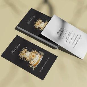 Golden Bakery Three Tier Cake Vertical Business Card