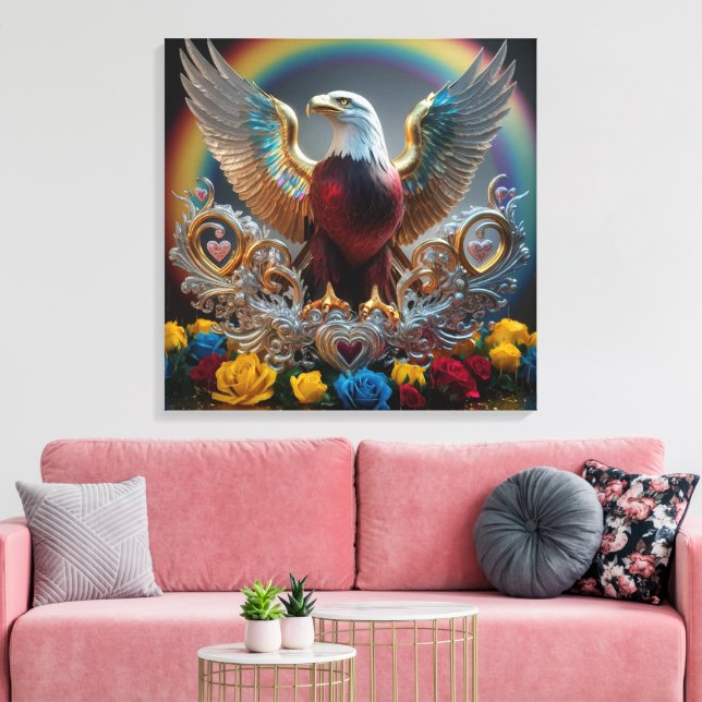 Golden Bald Eagle 3D Digital Masterpiece by AJZ  Canvas Print (Insitu(LivingRoom))