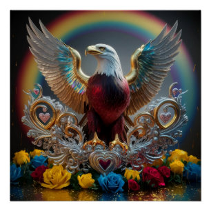 Golden Bald Eagle 3D Digital Masterpiece by AJZ Poster