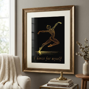 Golden Ballet Dancer Illustration: Grace in Motion Photo Print