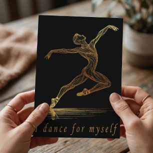 Golden Ballet Dancer Illustration: Grace in Motion Postcard