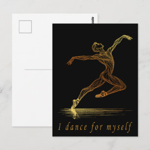 Golden Ballet Dancer Illustration: Grace in Motion Postcard