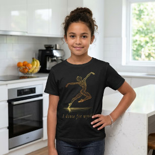 Golden Ballet Dancer Illustration: Grace in Motion T-Shirt