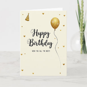 Golden Balloon Birthday Card