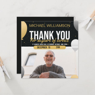 Golden Balloon Retirement Party Photo Invitation