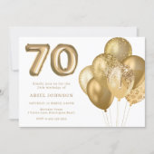 Golden Balloons 70th Birthday Party Invitation (Front)