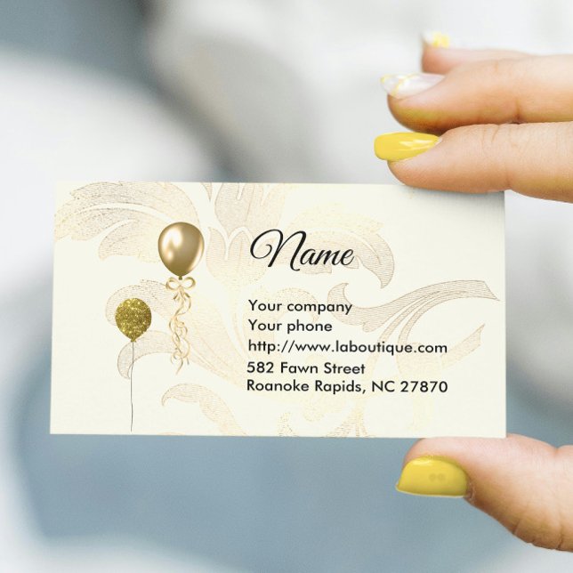 Golden Balloons and Florals Business Card (Creator Uploaded)