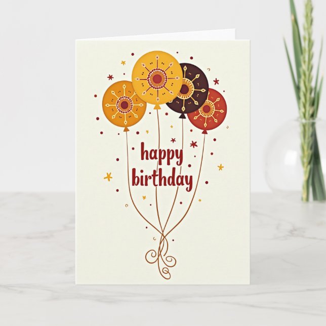 Golden Balloons Birthday Card (Front)