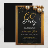 Golden Balloons Frame & Confetti 60th Birthday
