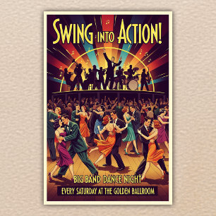 Golden Ballroom Big Band Dance Night Poster
