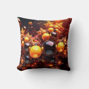 Golden Balls And Stars Fractal Cushion