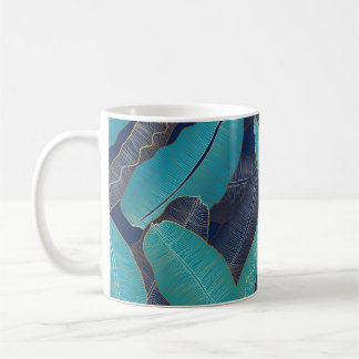 Golden Banana Leaf: Luxury Pattern. Coffee Mug