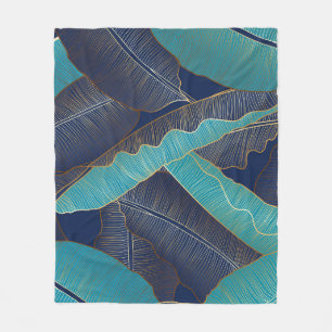 Golden Banana Leaf: Luxury Pattern. Fleece Blanket