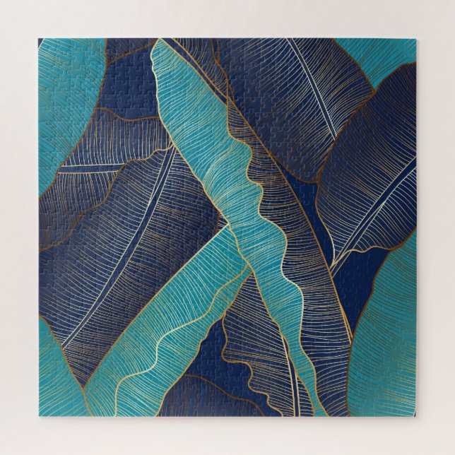 Golden Banana Leaf: Luxury Pattern. Jigsaw Puzzle (Vertical)