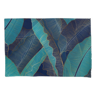 Golden Banana Leaf: Luxury Pattern. Pillowcase