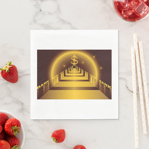 Golden Bank Corridor Glowing Dollar Finance  Napkin