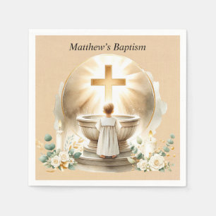 Golden Baptismal Baby Boy Christening Baptism Napkin