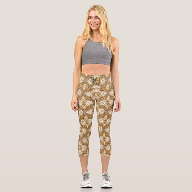 Golden Baroque Capri Leggings (Front)
