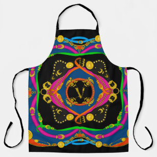 golden baroque, chain and belt pattern apron