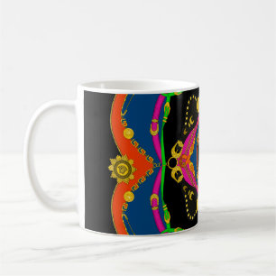 golden baroque, chain and belt pattern coffee mug