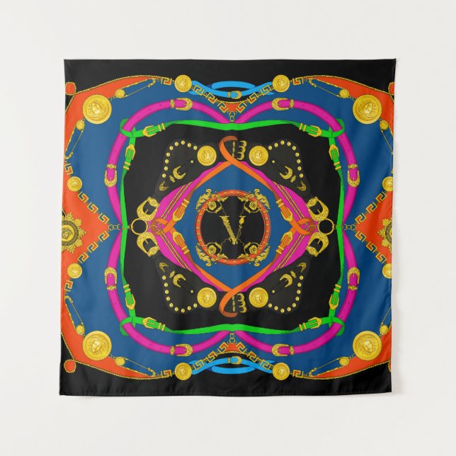 golden baroque, chain and belt pattern tapestry (Front)