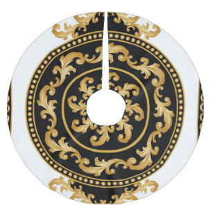 Golden baroque, chains, black decor brushed polyester tree skirt