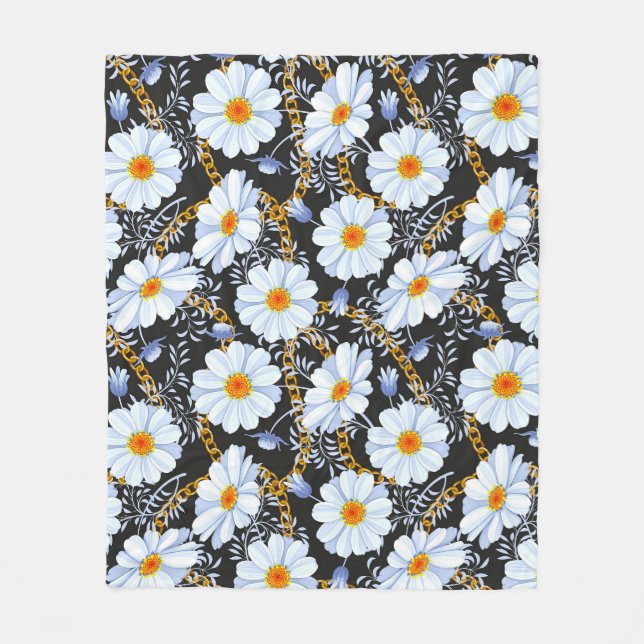 Golden Baroque: Floral Chain Texture Fleece Blanket (Front)