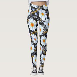 Golden Baroque: Floral Chain Texture Leggings