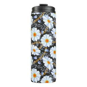 Golden Baroque: Floral Chain Texture Thermal Tumbler