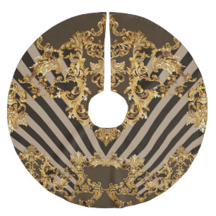 Golden baroque: geometric pattern design brushed polyester tree skirt