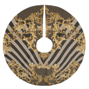 Golden baroque: geometric pattern design brushed polyester tree skirt
