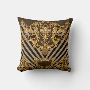 Golden baroque: geometric pattern design cushion