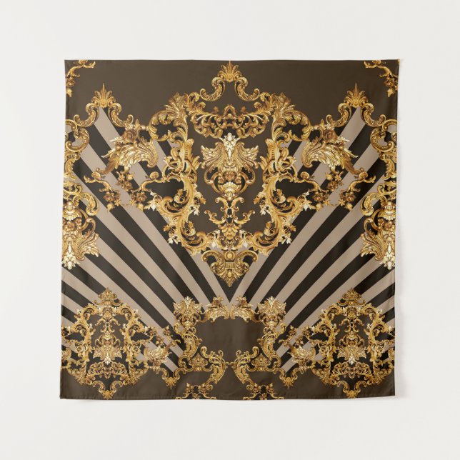 Golden baroque: geometric pattern design tapestry (Front)