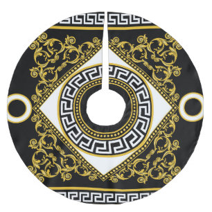 Golden Baroque: Greek Black Border Brushed Polyester Tree Skirt