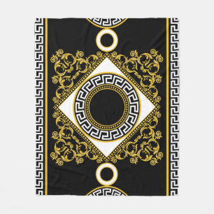 Golden Baroque: Greek Black Border Fleece Blanket