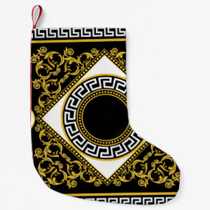 Golden Baroque: Greek Black Border Small Christmas Stocking