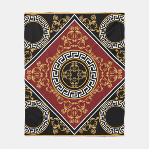 Golden Baroque: Greek Motif Illustration. Fleece Blanket