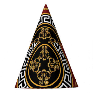 Golden Baroque: Greek Motif Illustration. Party Hat