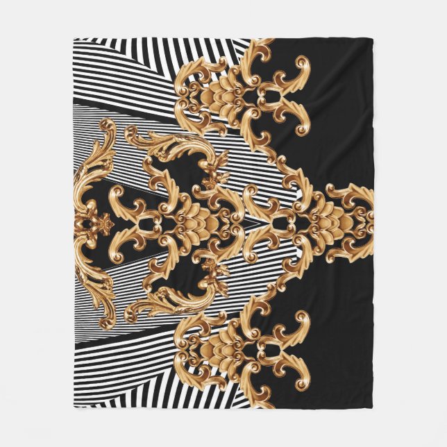 Golden baroque, intricate ornament design. fleece blanket (Front)