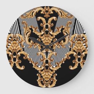 Golden baroque, intricate ornament design. large clock