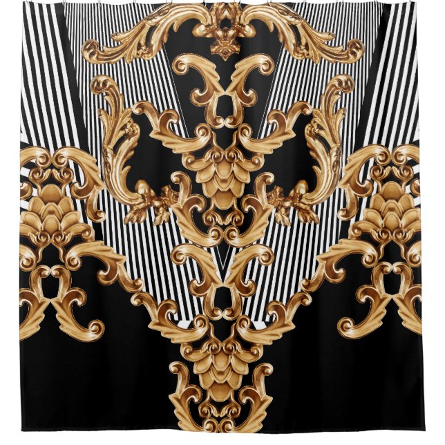 Golden baroque, intricate ornament design. shower curtain (Front)