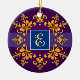 Golden Baroque Letter E Monogram Ornament ✨