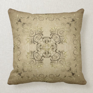 Golden baroque on grunge background. cushion