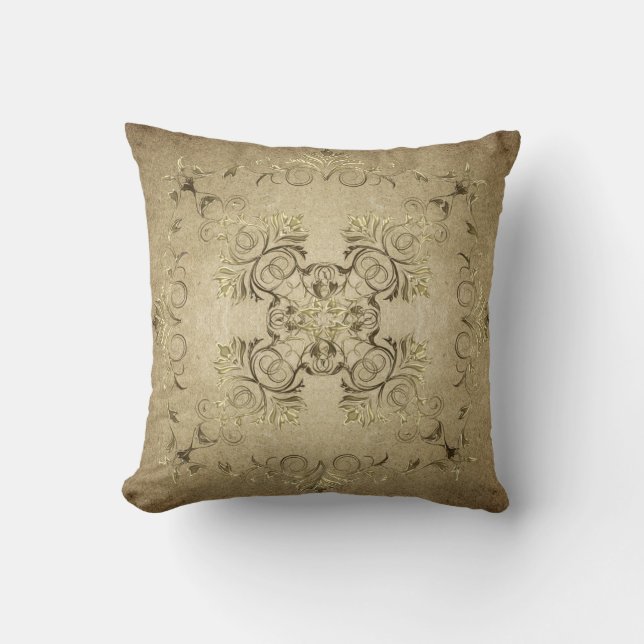 Golden baroque on grunge background. cushion (Front)