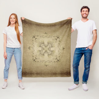 Golden baroque on grunge background. fleece blanket